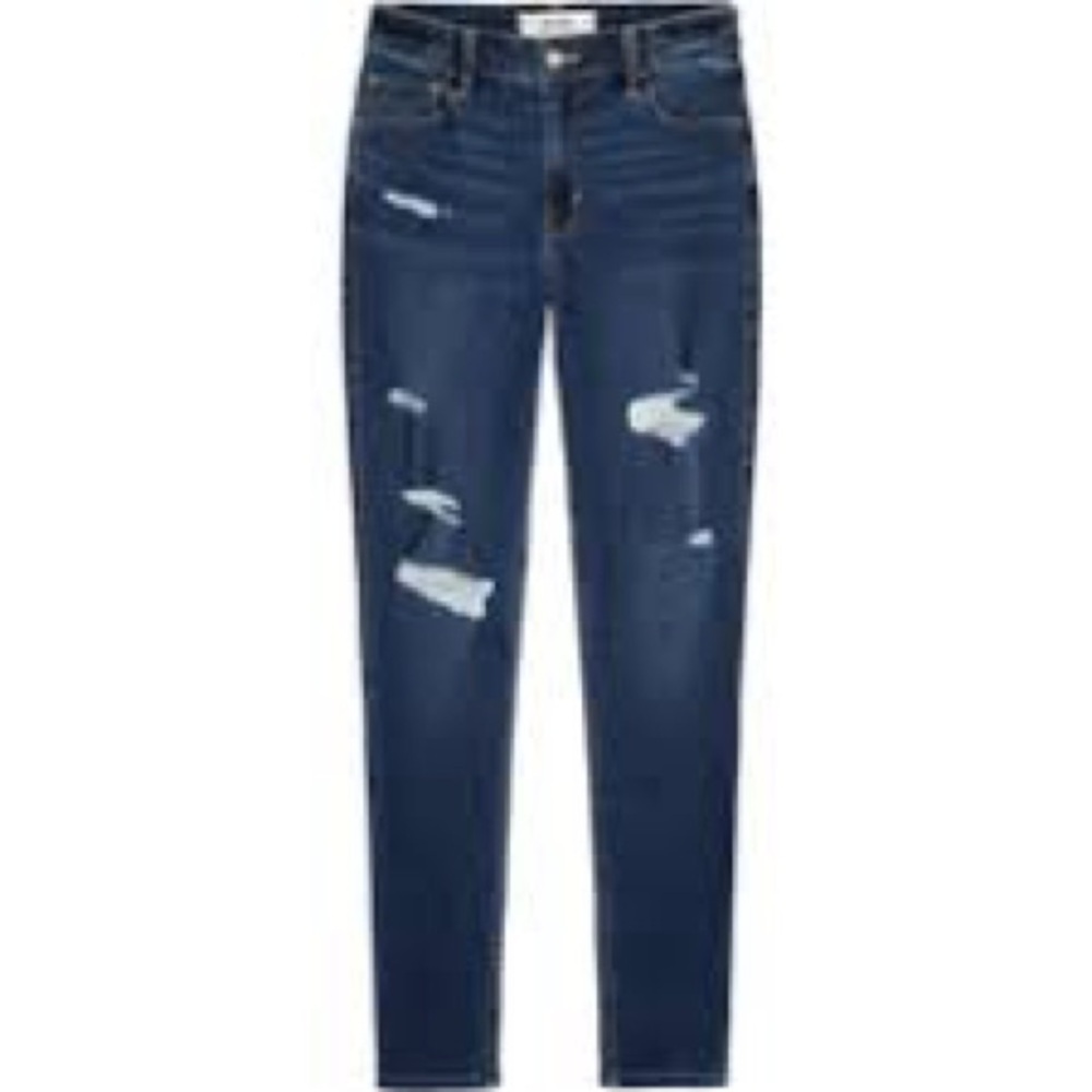 Hollister Women’s High Rise Blue Ripped Skinny Jeans Classic Stretch Size 11 - Picture 2 of 8